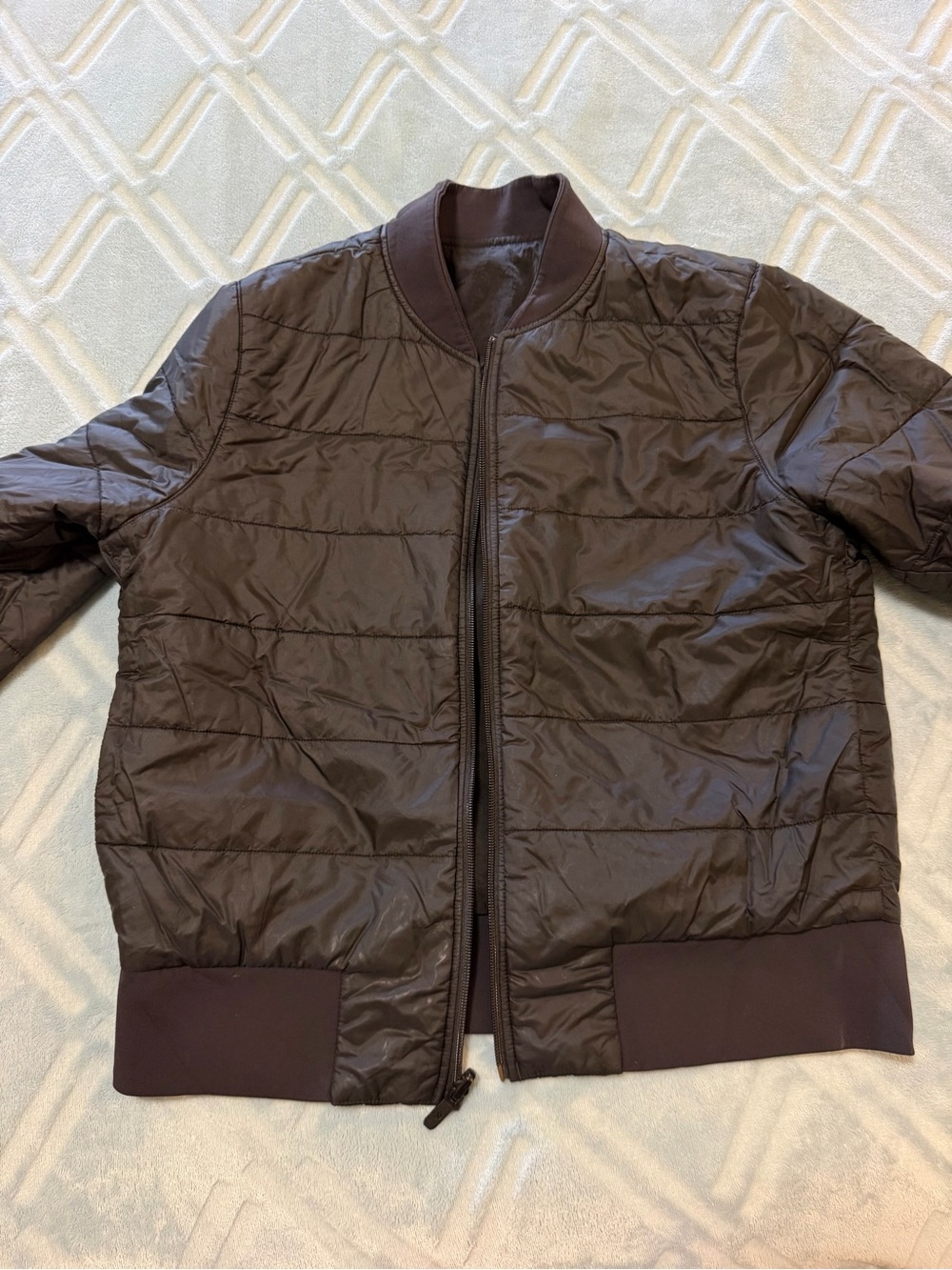 lululemon athletica Raw Linen/Black. Reversible Insulated Bomber Jacket